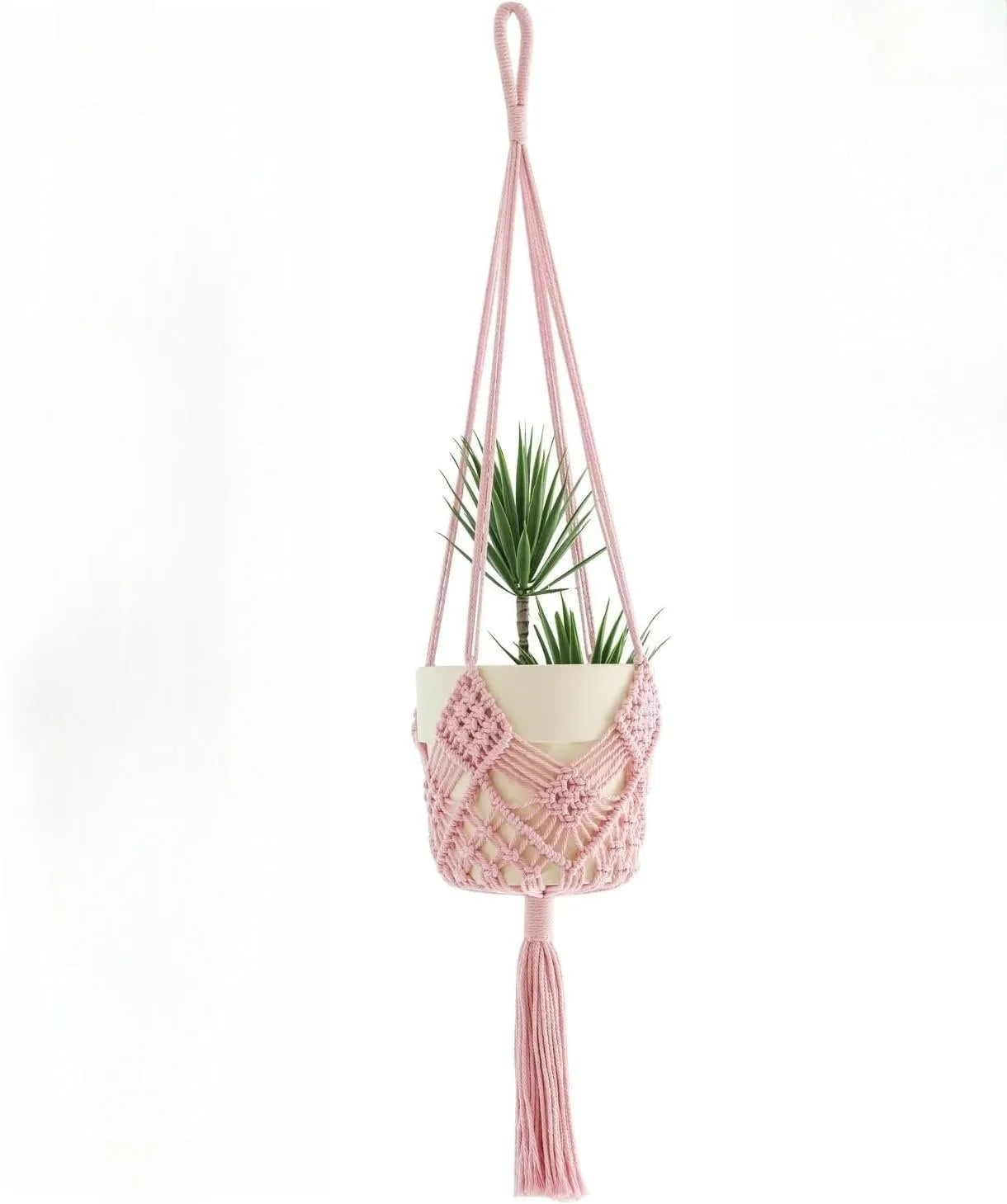 Hand-woven polyester cotton flower pot in minimalist design with natural texture