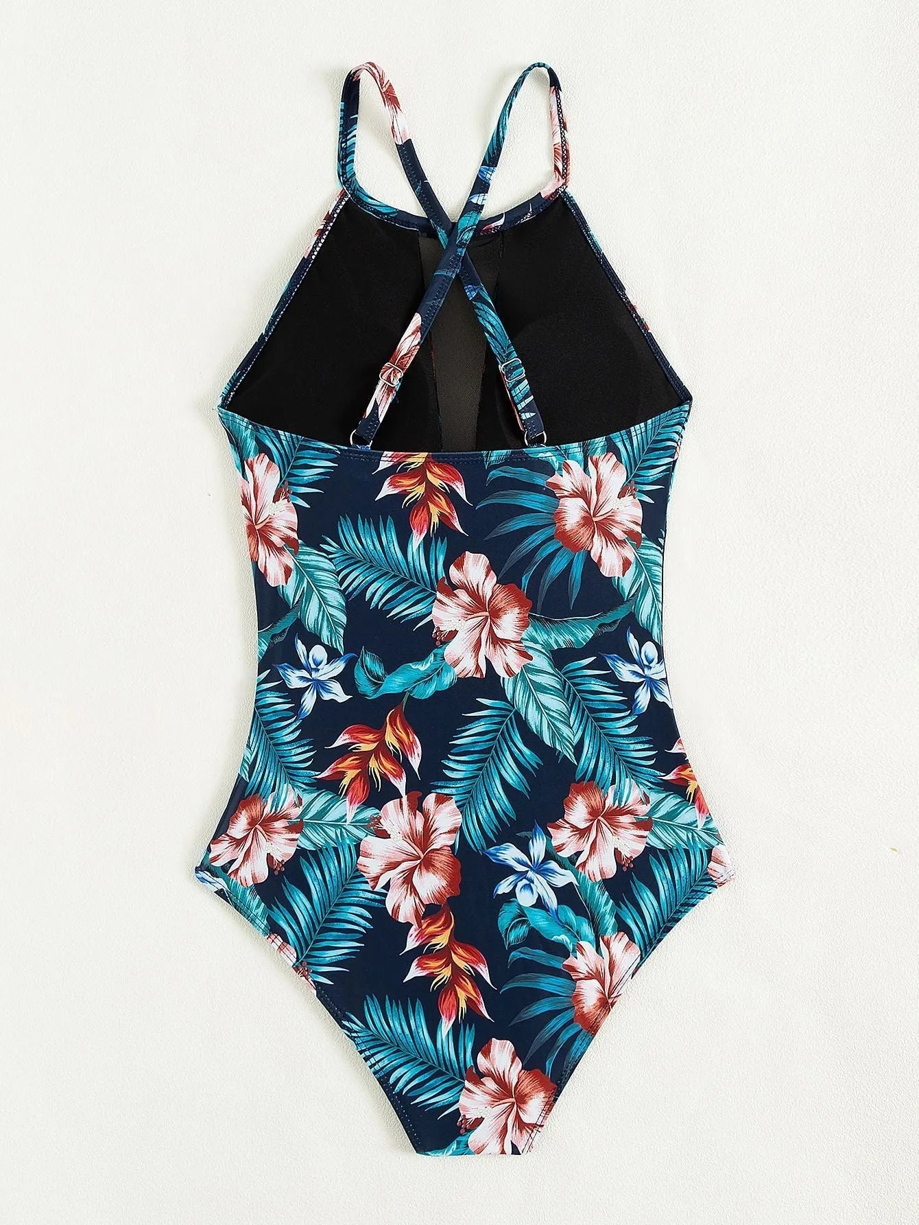Women's deep V-neck one-piece swimsuit in solid or gradient colour.