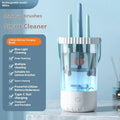 White rechargeable electric cleaning brush for makeup tools with USB-C charging cable