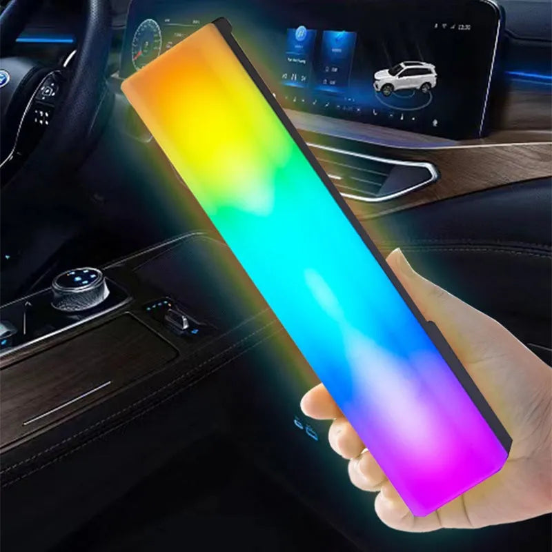 3D RGB tabletop ambience lamp with voice-activated rhythm lighting in black shell