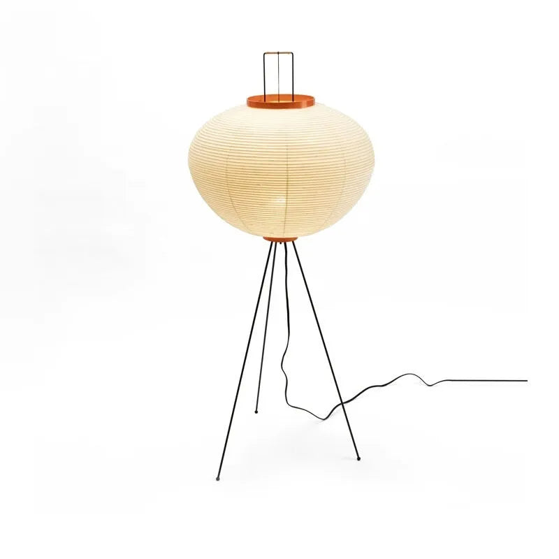 Japanese style rice paper table lamp with handmade shade and aluminium base