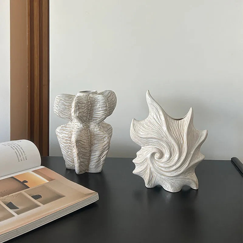 European style ceramic decorative vase with coloured glaze finish in retro creative design