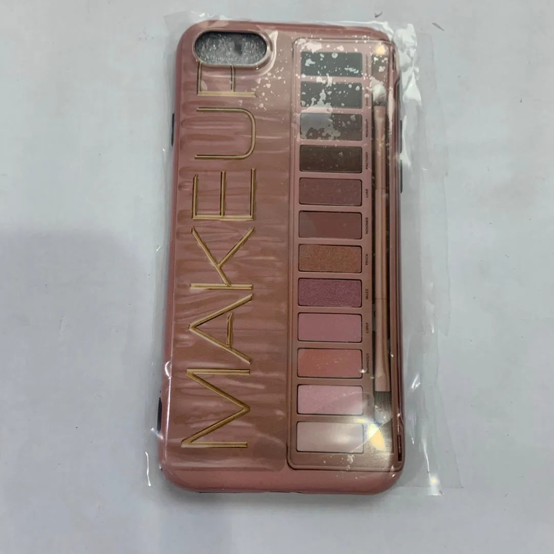 Silicone iPhone case with an eye shadow pattern design in flesh and grey colour options.