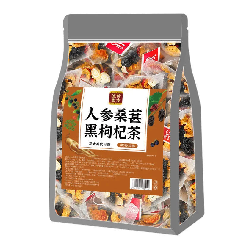 Ginseng black wolfberry tea with 40 individual 5g tea sachets