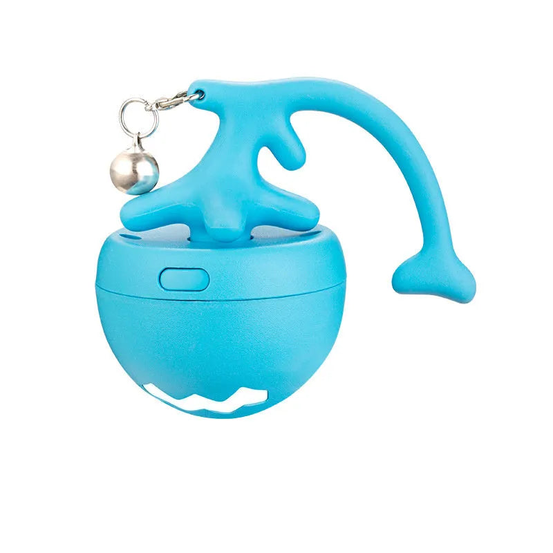 USB electric cat teasing ball with fish bone rolling design and teasing stick attachment