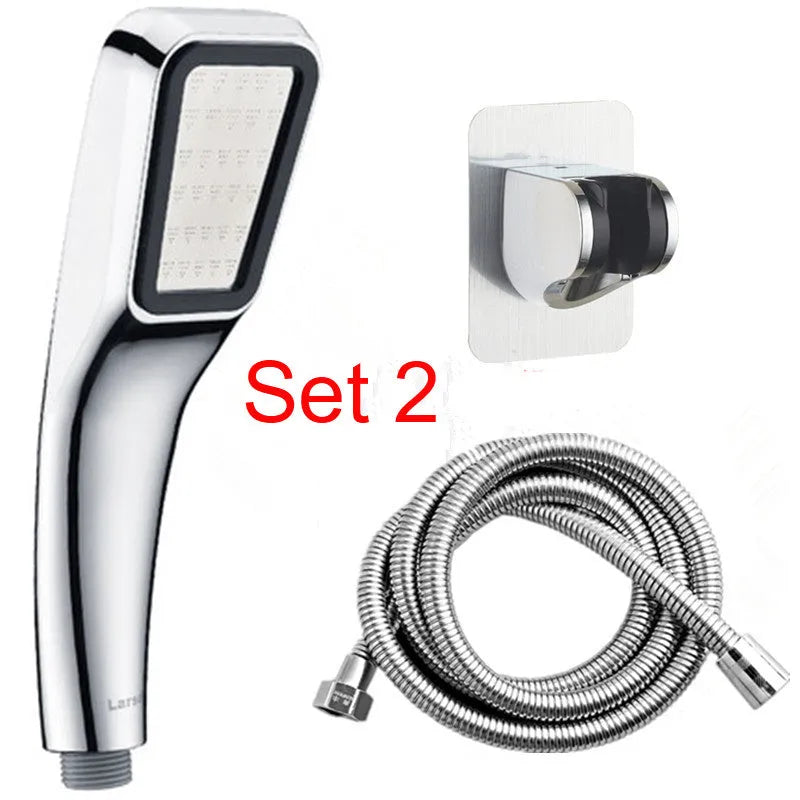 Orange hand-held pressurised shower set with rain function shower head