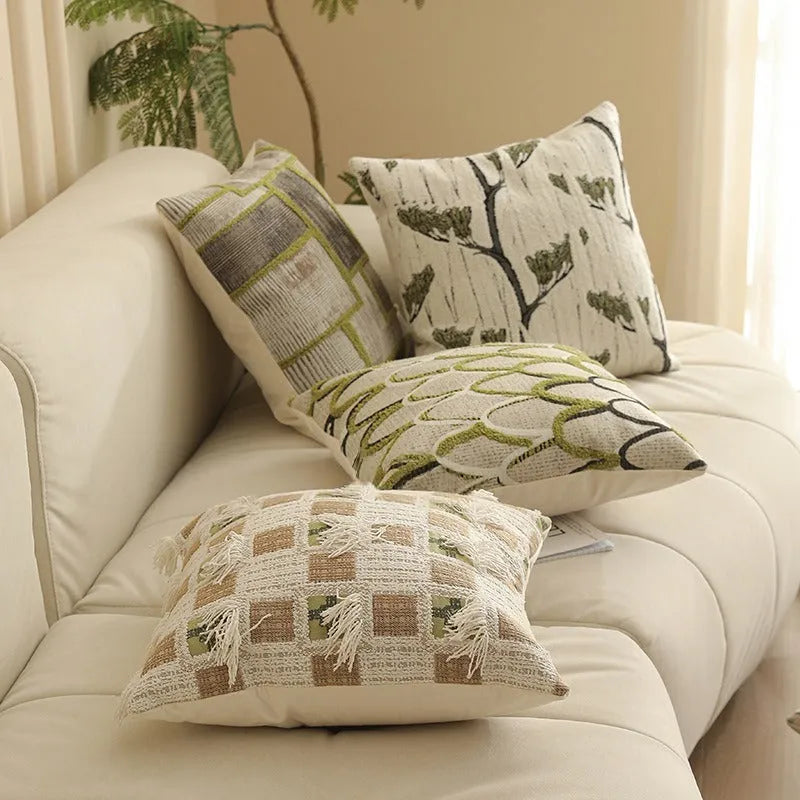 45cm square Jacquard pillow cover with a detailed retro floral pattern in multiple colour options.