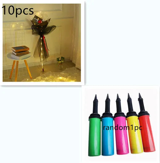 Transparent LED luminous DIY balloon rose bouquet with integrated lights for decoration.