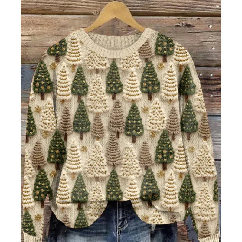 Little flower digital printed round neck sweater showing floral pattern on polyester fabric.