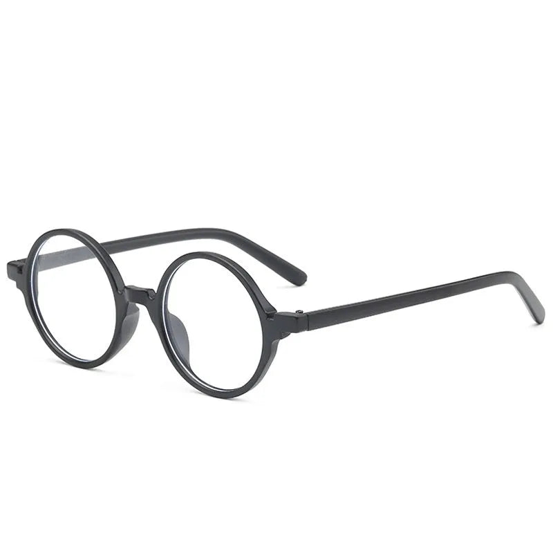 Artistic retro round flat mirror glasses in PC material available in four colour variations