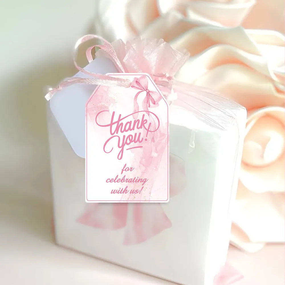 60-piece set of creative bowknot paper gift label tags with natural hemp rope for birthday parties