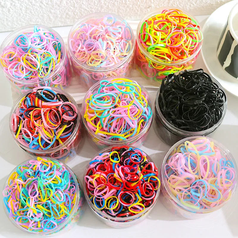 Multi-colour TPU elastic baby hair ties in reusable container for toddlers and infants