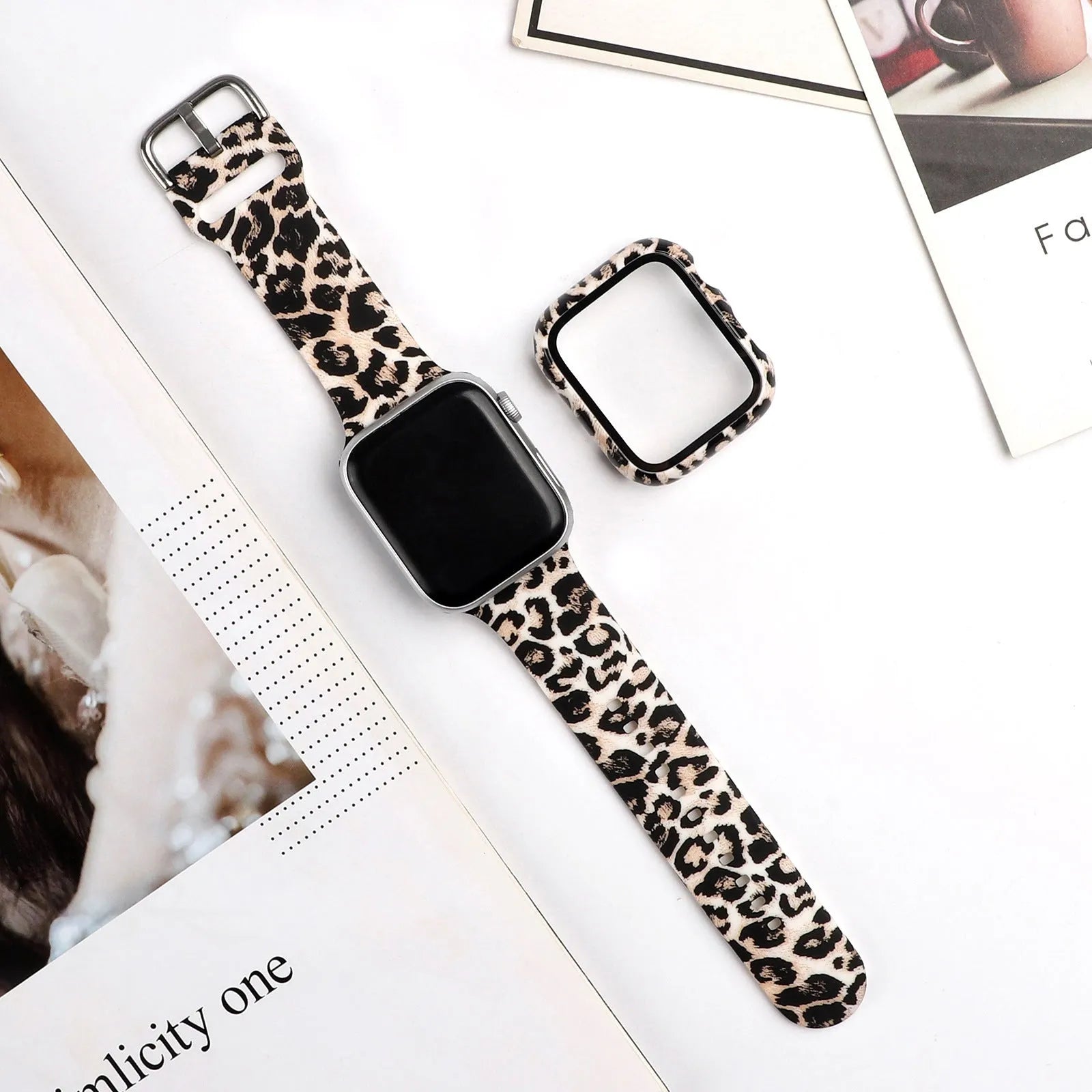 Printed silicone Apple Watch replacement strap in multiple sizes from 38mm to 44mm width
