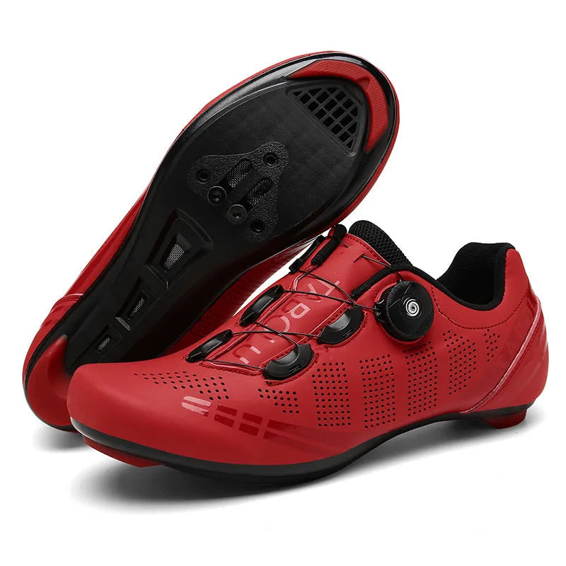 Breathable cycling shoes for men women PU upper nylon outsole latex insole black red white sizes 37-46