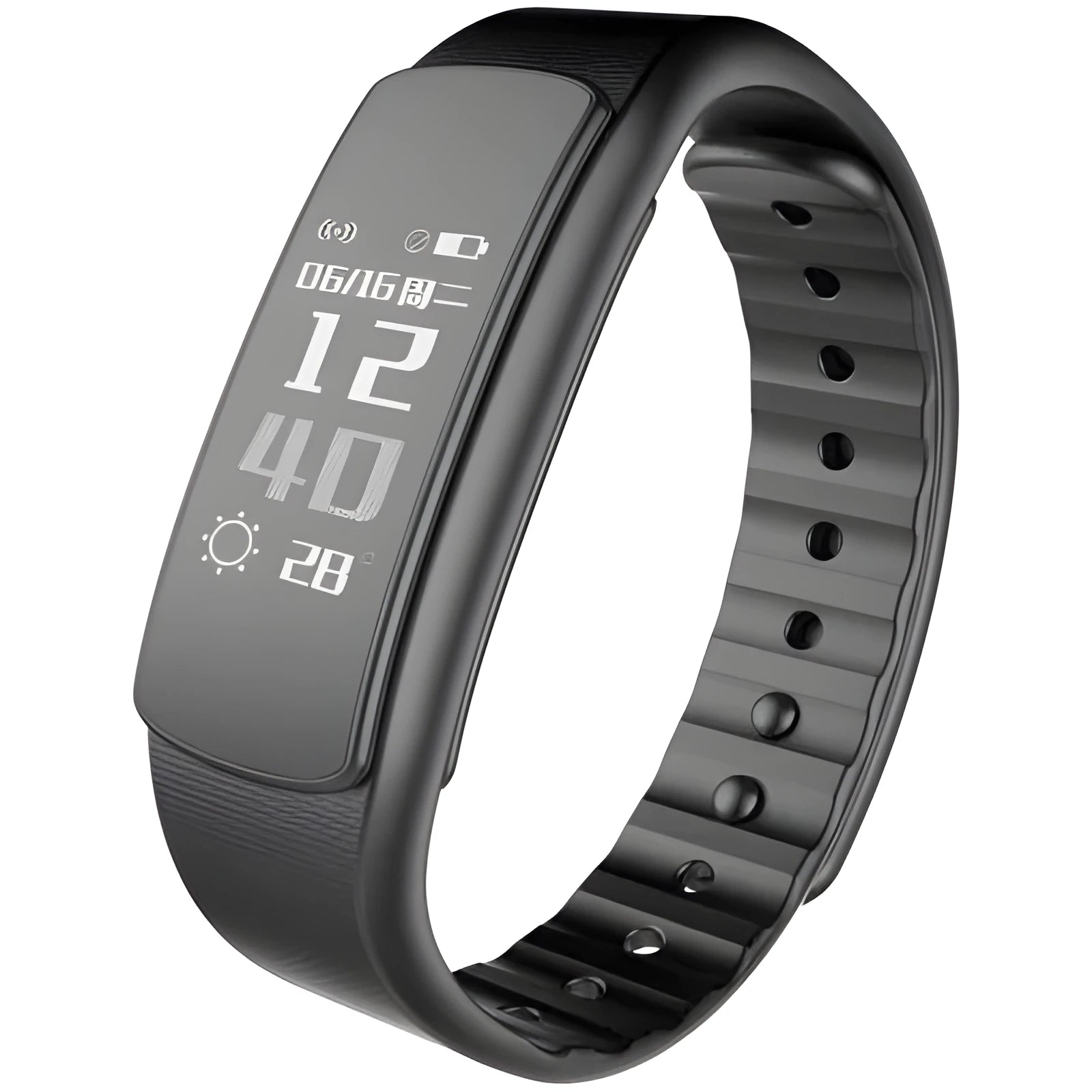 I6 smart sports bracelet with 0.96-inch display on wrist showing health metrics