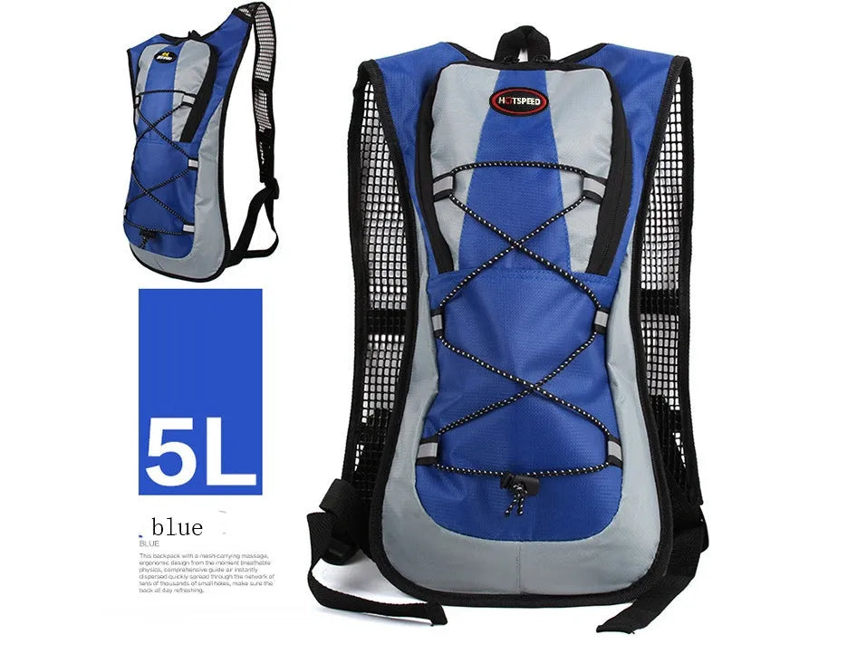 Lightweight waterproof outdoor sports backpack in black with shoulder strap for running and off-road cycling