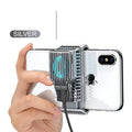 Black mobile phone radiator with ceramic cooling panel attached to smartphone