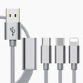 Three-in-one mobile phone charging cable with Micro USB connector in multiple colour options