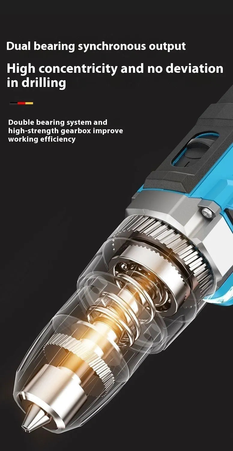 12V dual-speed impact pistol drill electric screwdriver set with plastic storage case