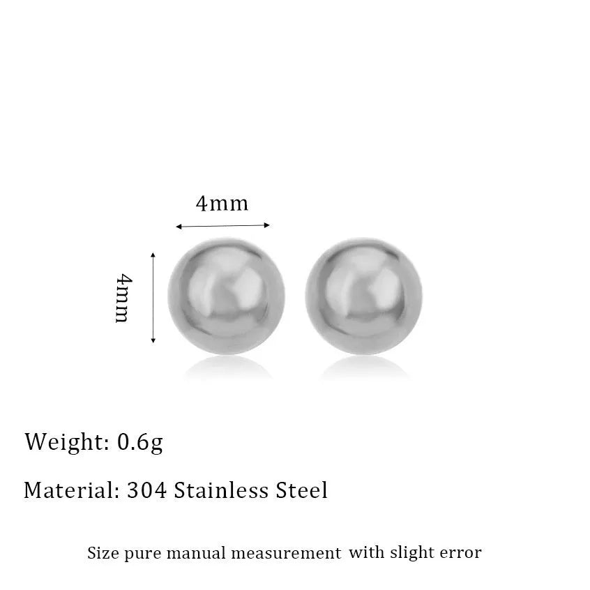 Stainless steel ball stud earrings in gold and silver colours showing 3mm to 6mm size range