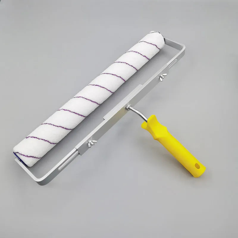18-inch paint roller with extension handle and three brush heads in different hair lengths for wall painting