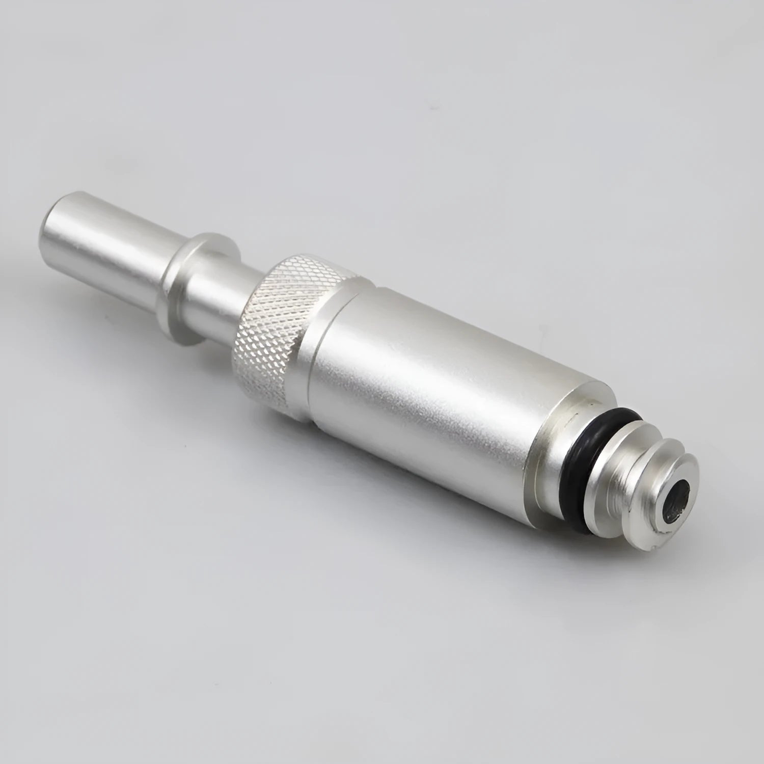 Silver metal VAS6262-9 transmission oil refueling joint adapter tool on a white background.