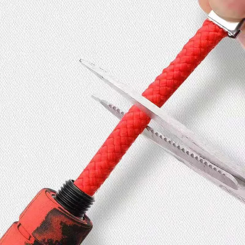 Red polyester weight-bearing skipping rope with 16cm handles on a white background