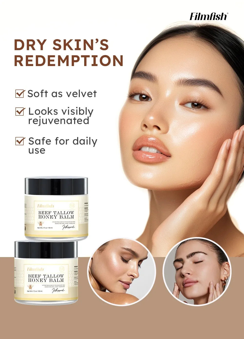 60ml honey moisturising body cream container for skin rejuvenation and nourishment