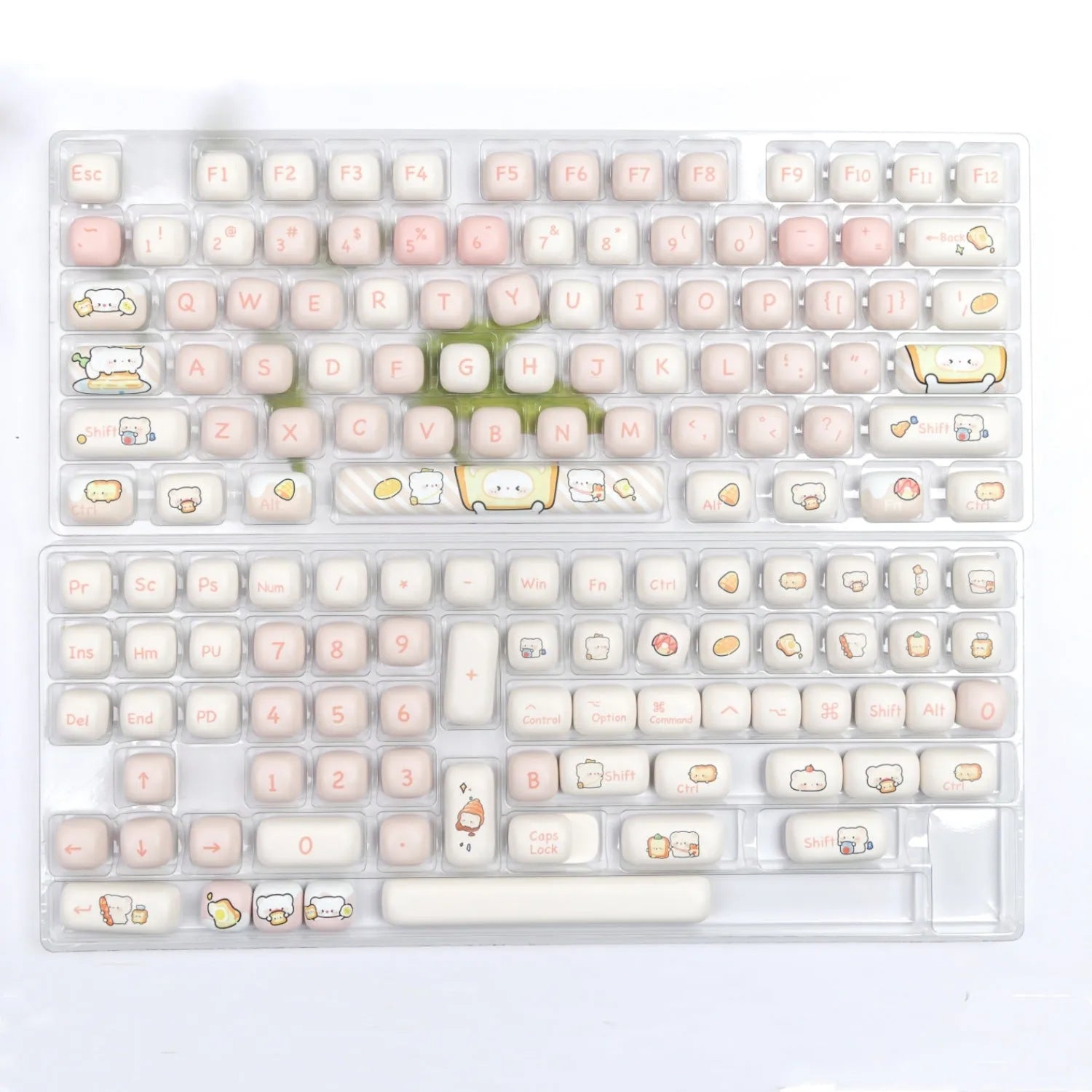 MOG Steamed Bread PBT key cap full set with Bread Bear thermal sublimation designs for mechanical keyboards