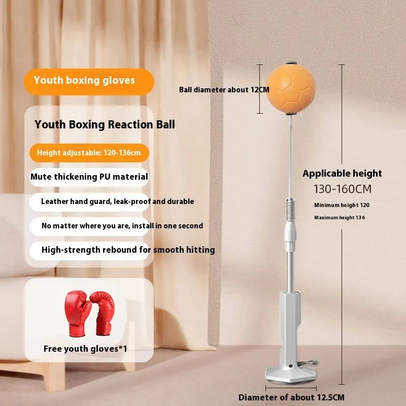 Vertical boxing reaction speed ball with focus mitts in grey and orange colour options