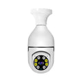 Wireless bulb security camera showing compact design with 1080p and night vision capabilities