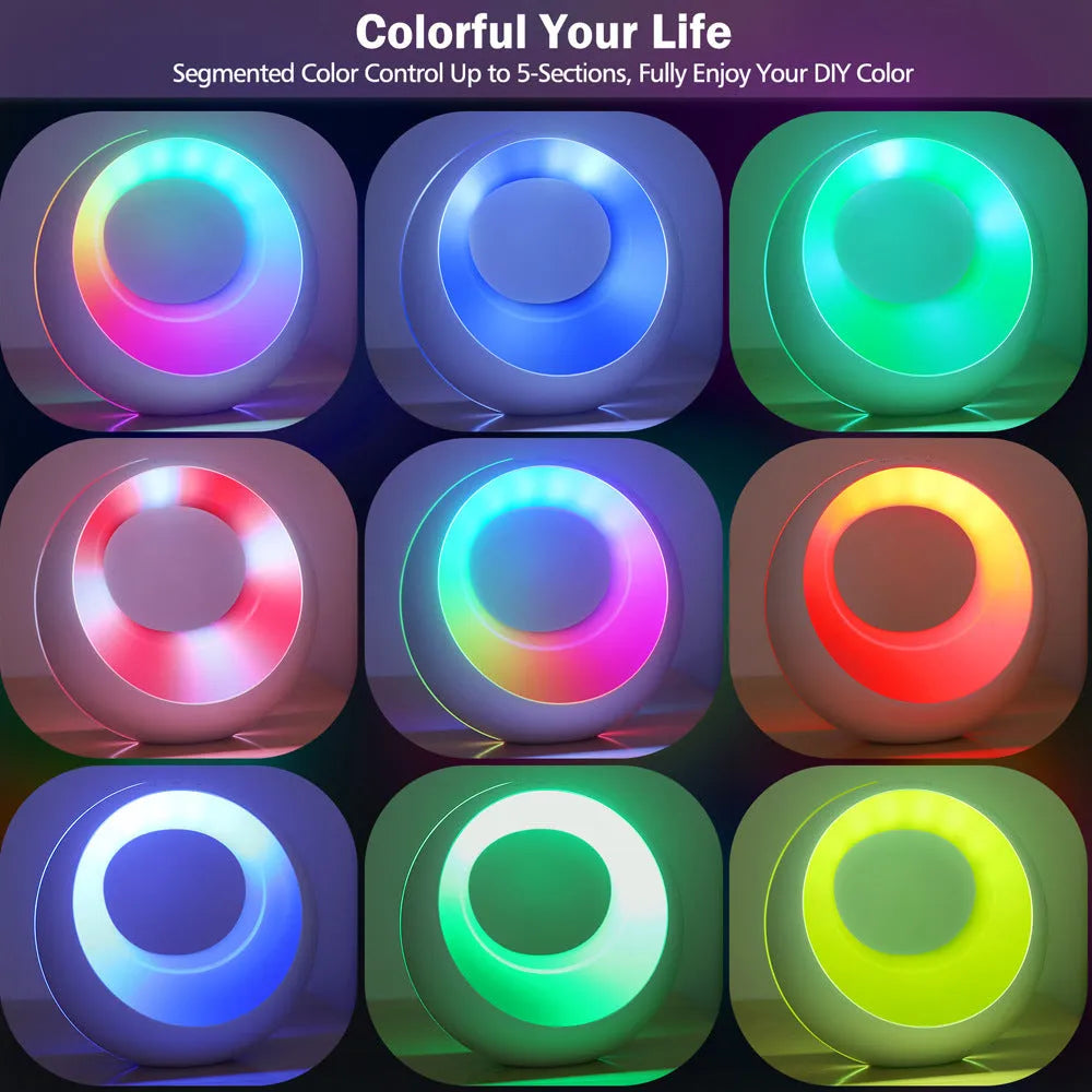Creative Touch small RGB colour-changing desk night lamp with remote control on a wooden surface.