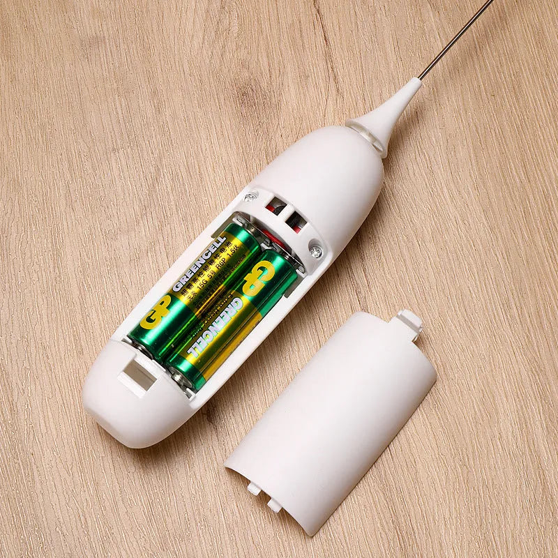 Black and white handheld electric milk frother blender for coffee milk frothing