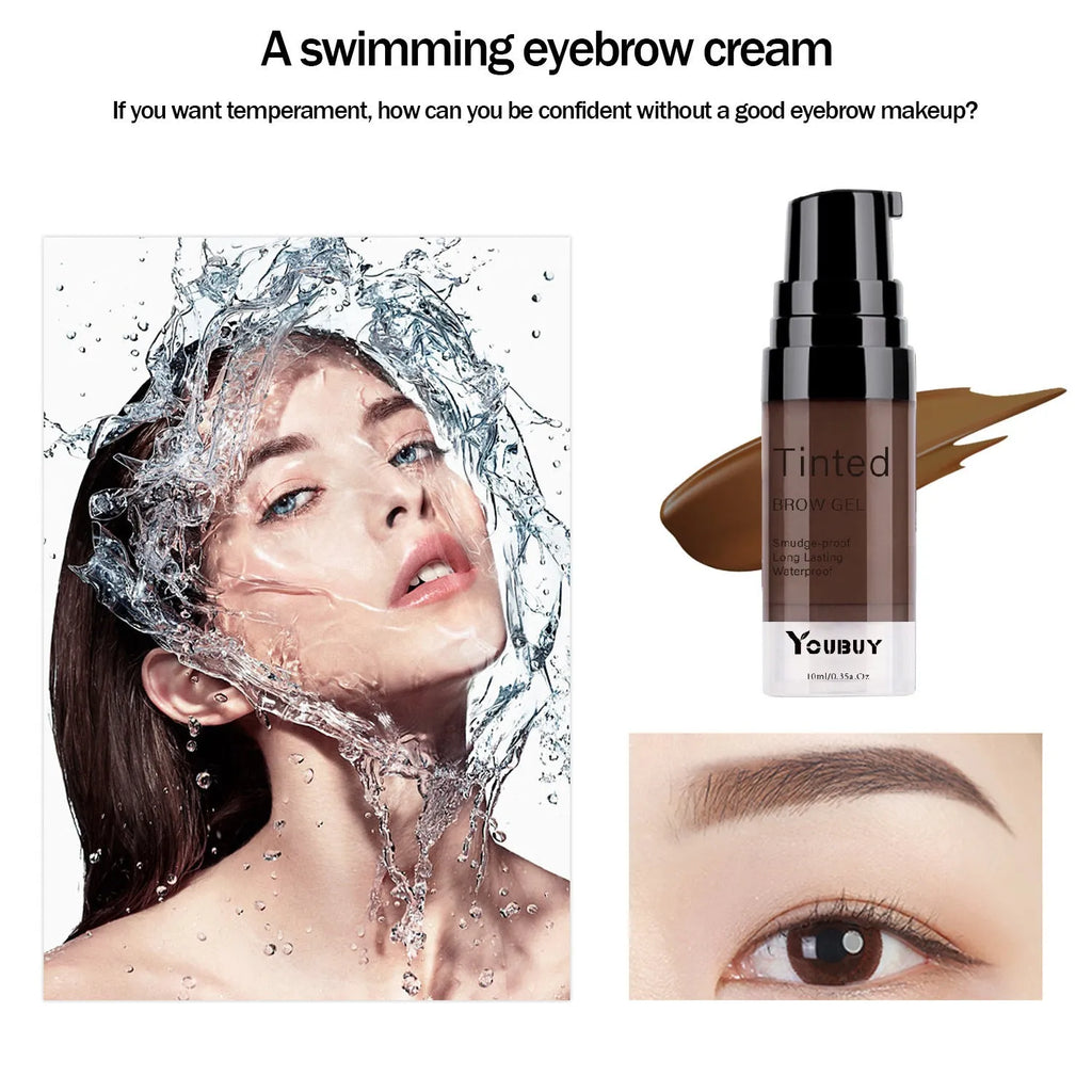 Waterproof eyebrow cream with quick-drying formula in dark grey and golden yellow shades