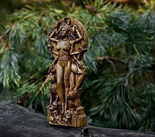 Detailed resin Greek goddess statue for altar or garden, 22cm tall in one of three colours.