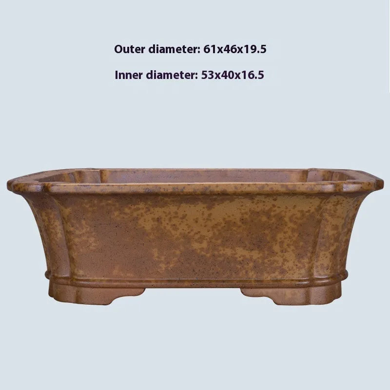 Rectangular purple sand flowerpot with double pumping angle design on floor