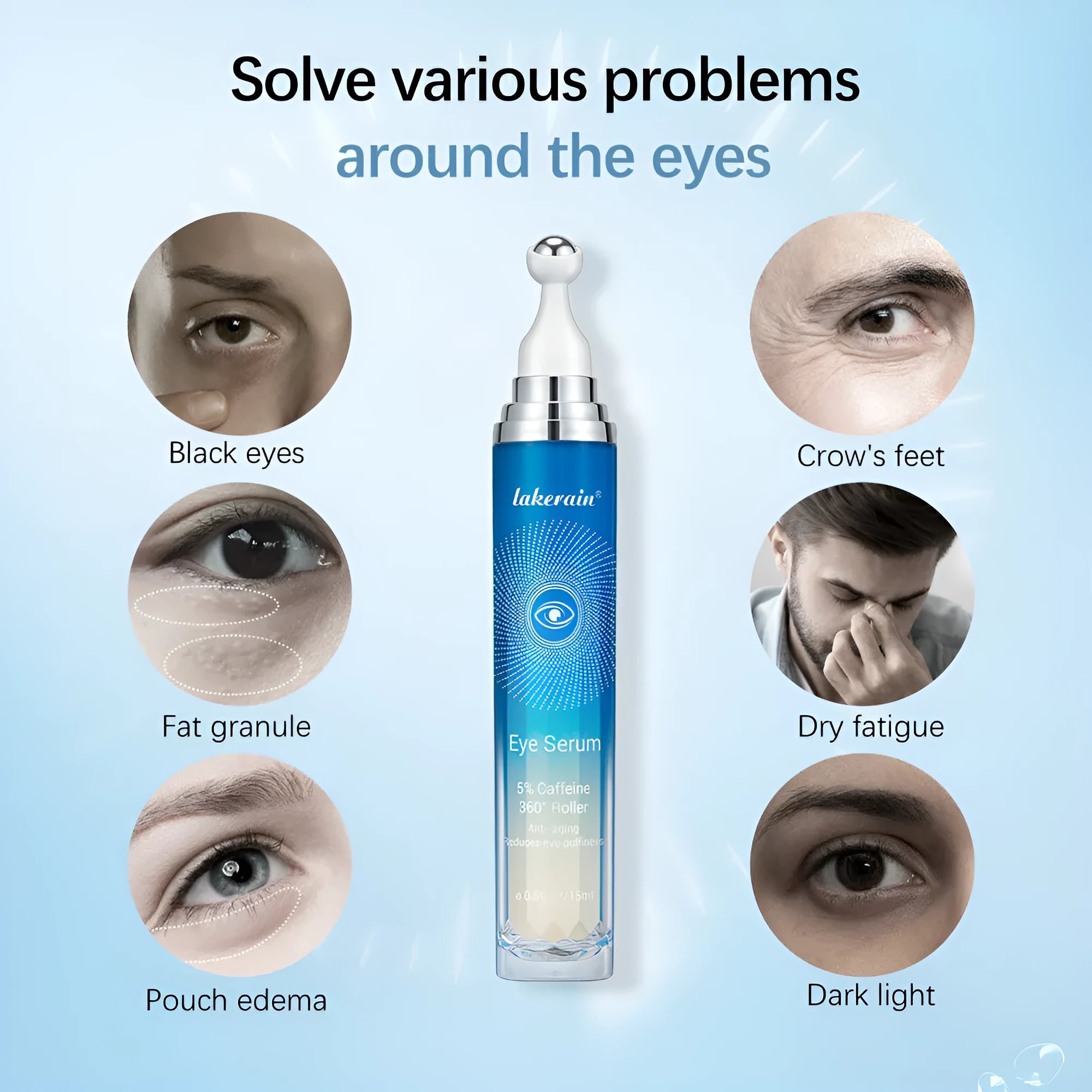 Unisex eye improvement set with eye essence and cream for dark circles