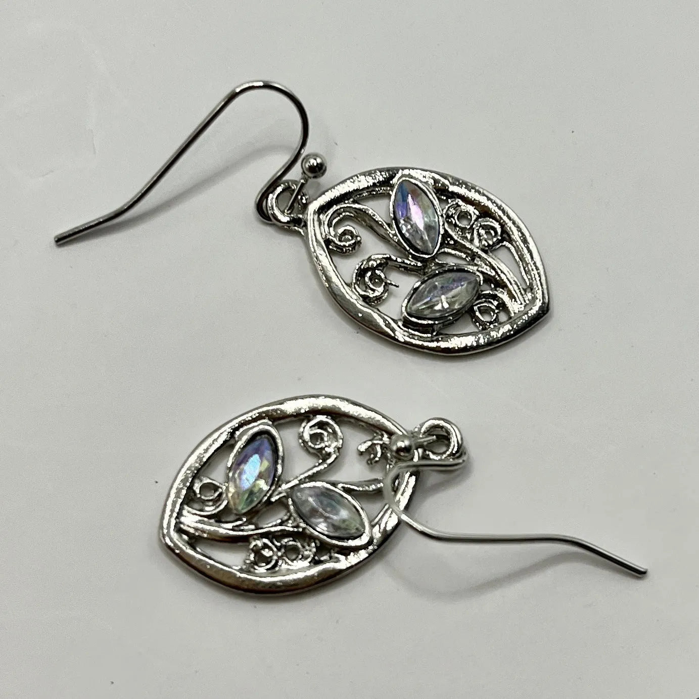 Silver leaf design earrings with colourful moonstone accents for women