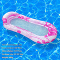 PVC inflatable floating row pool lounge in gradient sequin blue-purple wave design with canopy