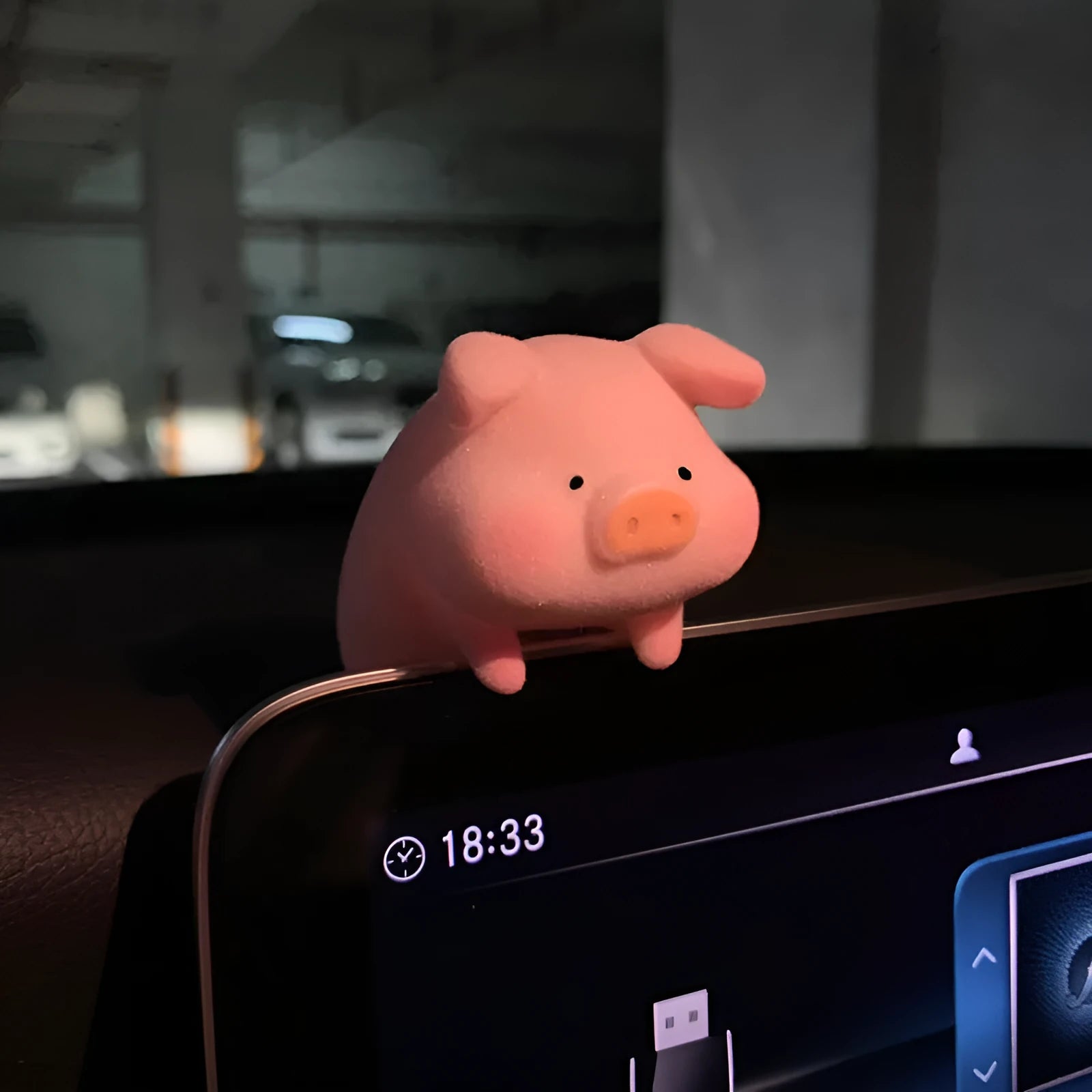 Cute resin cartoon pig car decoration accessory for dashboard.