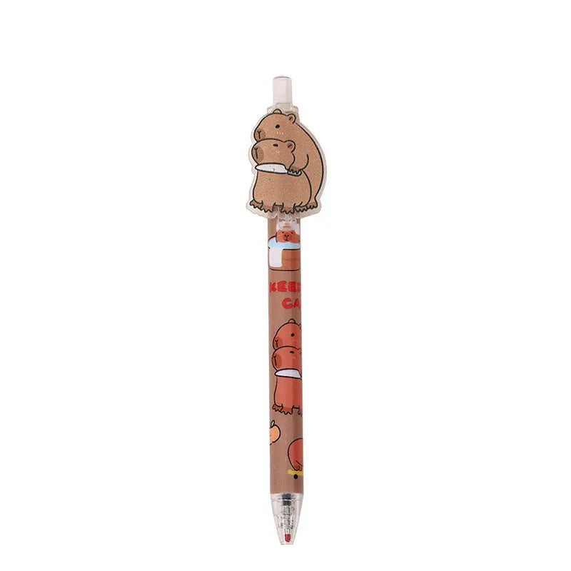 Box of 48 cartoon bear acrylic paster gel pens with black ink on a white background.