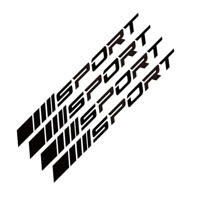 Hollow design black sports car sticker for alloy wheel rims and mirrors measuring 10 by 0.7 centimetres
