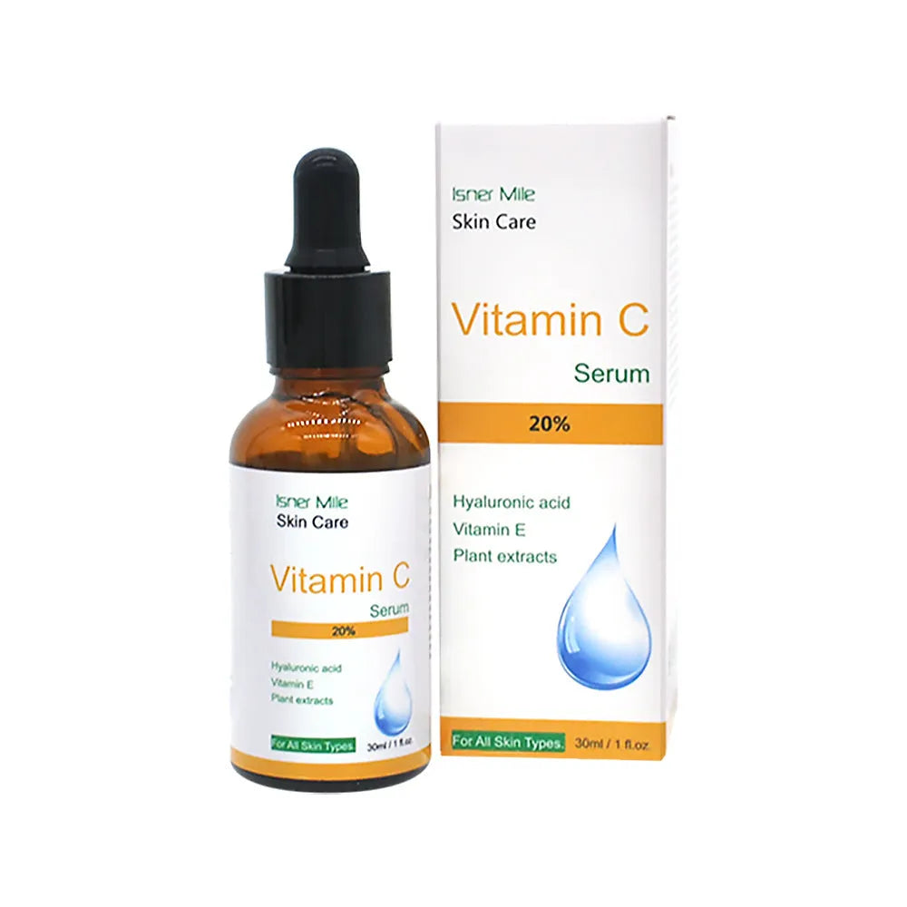 30ml bottle of vitamin C serum essence for facial brightening and antioxidant treatment