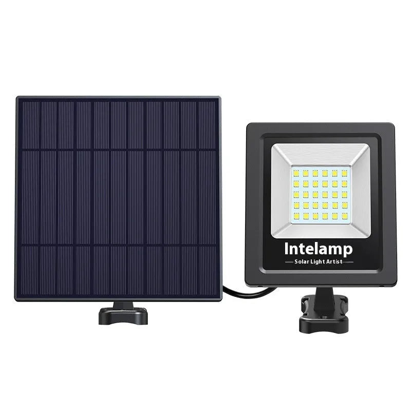 Outdoor solar garden light with solar panel and LED illumination for courtyard or pathway lighting