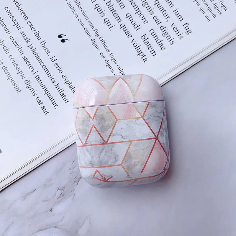 White marble pattern hard PC protective cover for Apple AirPods charging case