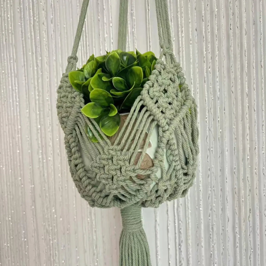 Hand-woven polyester cotton flower pot in minimalist design with natural texture