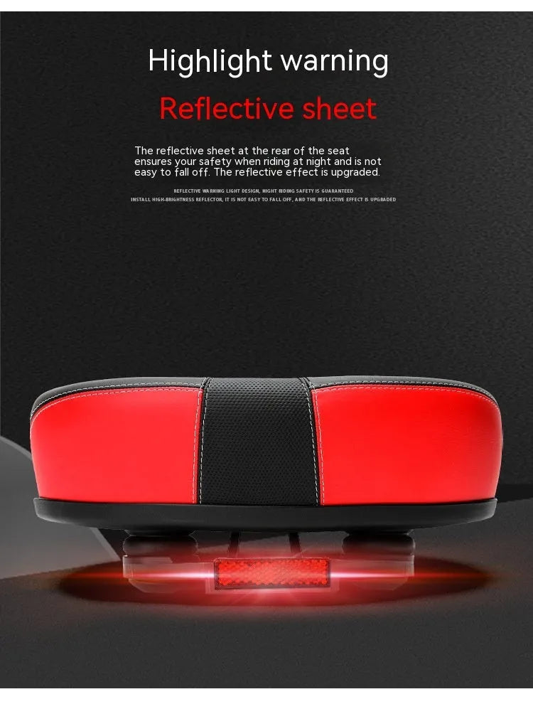 Thickened plus size bicycle saddle with PU pattern in red, grey, or light brown colours