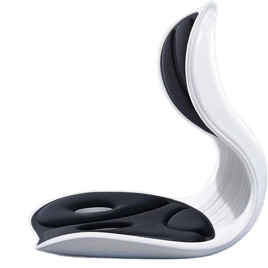 Japanese style solid colour lumbar support seat cushion in grey on a chair.