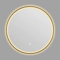 Black aluminium frame wall-mounted LED bathroom mirror with touch control.