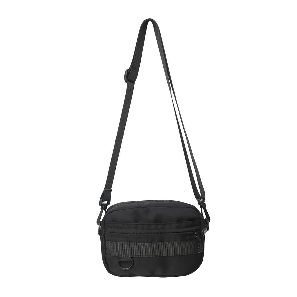 Men's street style nylon messenger bag with crossbody strap in solid colour